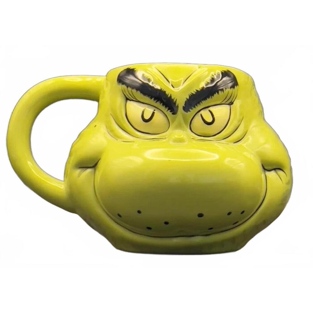 Dr Seuss The Grinch Sculpted Coffee Mug 18oz Green Ceramic Christmas NEW